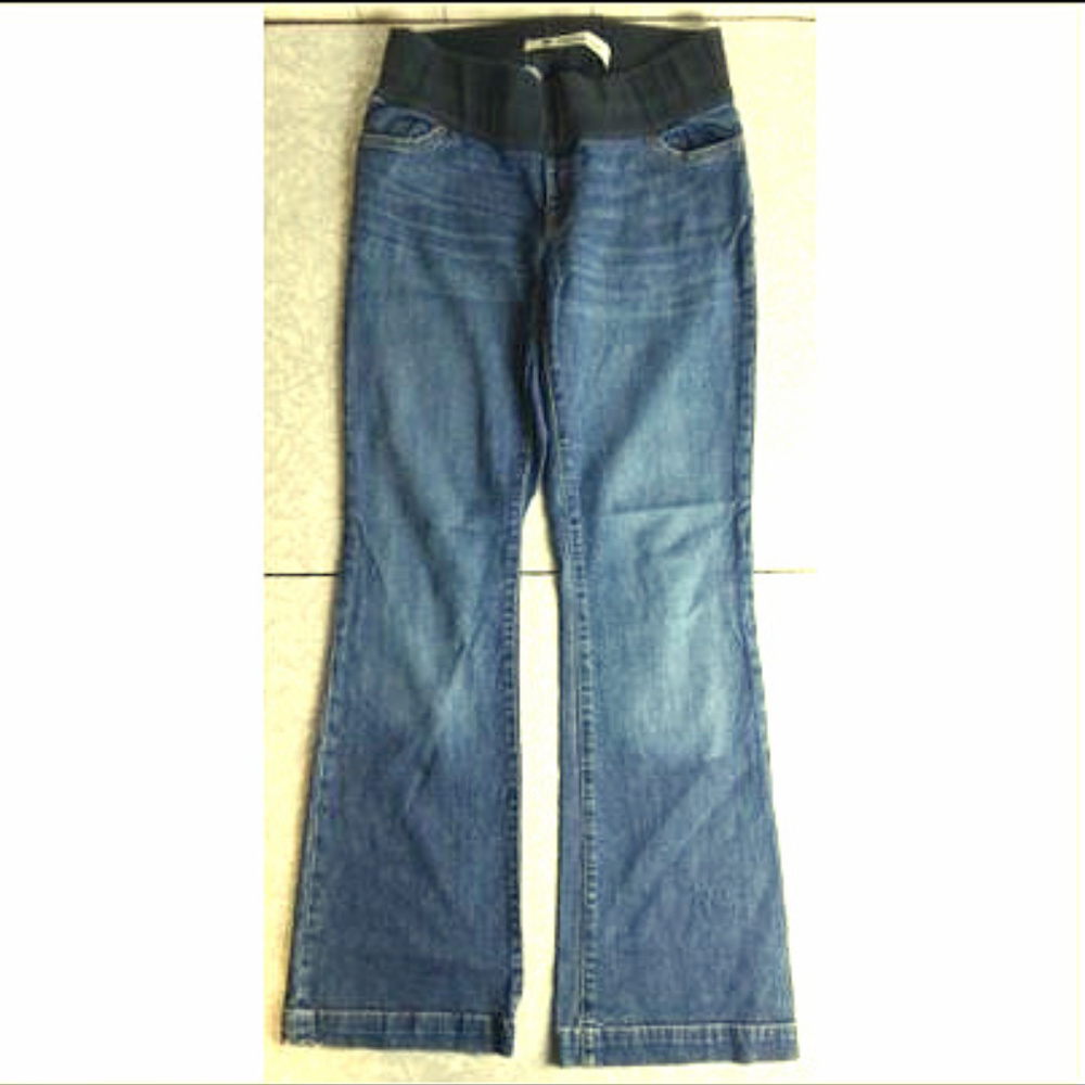 Gap Maternity Blue Jeans Size 6 Long & Lean Blue Elasticated Waist, Dark Wash
